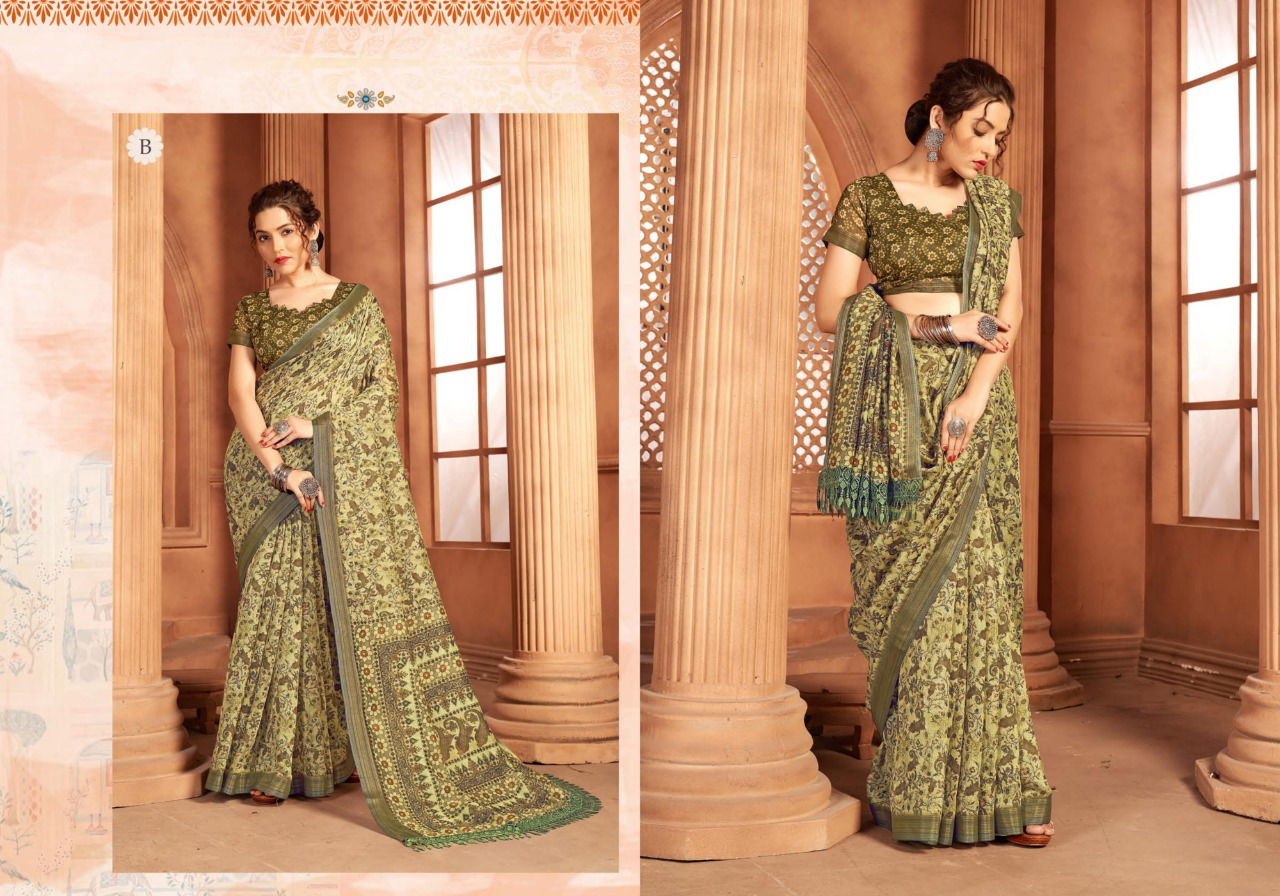 Ynf Divyana Cotton Digital Printed Exclusive Wear Cotton Designer Saree Collection
